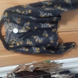 J Crew Floral Brushed cashmere Party Cardigan In MARIGOLD PRINT.